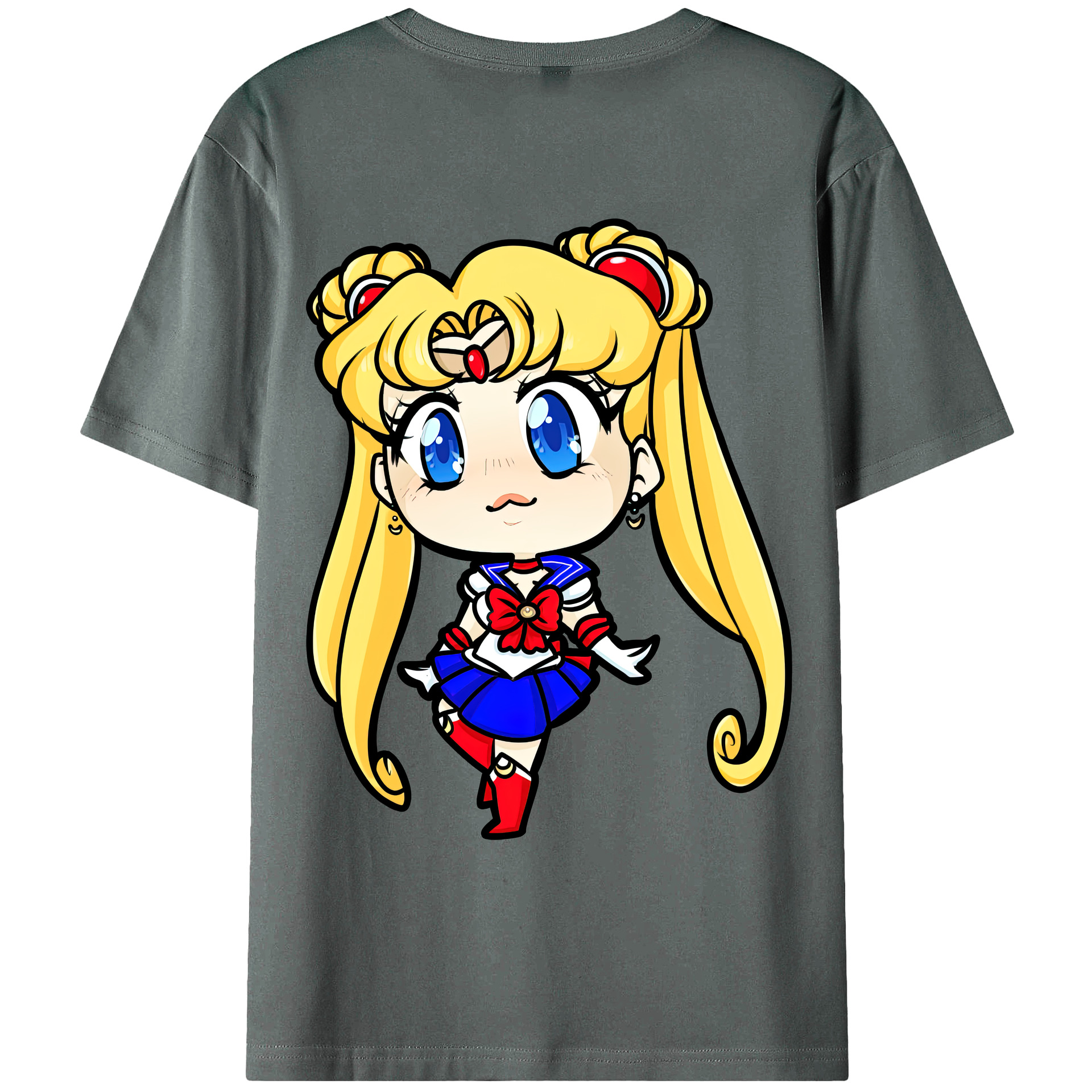 （画像用） 美少女戦士セーラームーン 月野 うさぎ つきの うさぎ Sailor Moon Tsukino Usagi 綿100％ メンズ半袖Tシャツ（バックプリント） 通気性